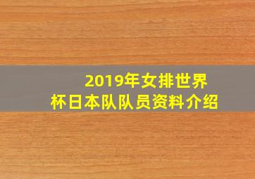 2019年女排世界杯日本队队员资料介绍