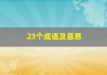 23个成语及意思