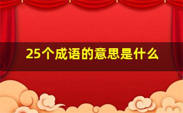 25个成语的意思是什么