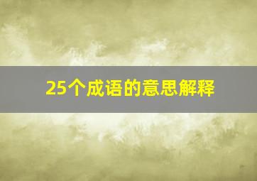 25个成语的意思解释