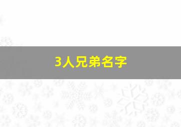 3人兄弟名字