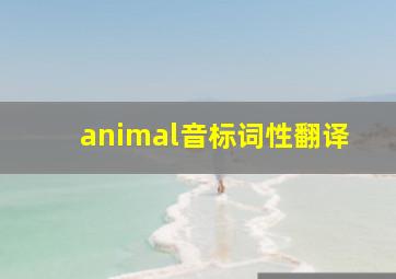 animal音标词性翻译