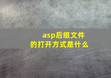 asp后缀文件的打开方式是什么