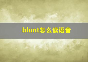 blunt怎么读语音