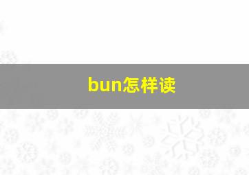 bun怎样读