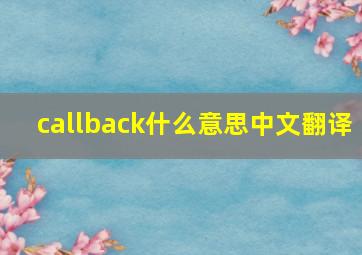 callback什么意思中文翻译