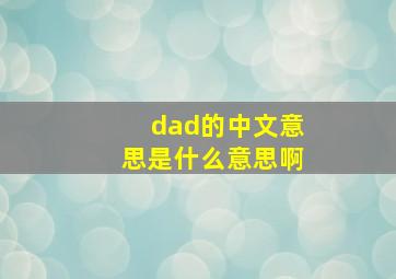 dad的中文意思是什么意思啊