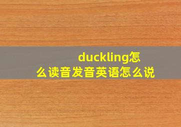 duckling怎么读音发音英语怎么说