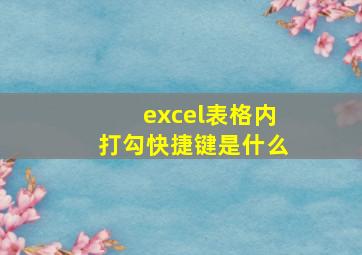 excel表格内打勾快捷键是什么