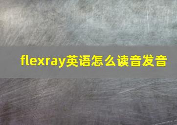 flexray英语怎么读音发音