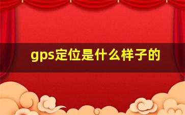 gps定位是什么样子的