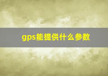 gps能提供什么参数