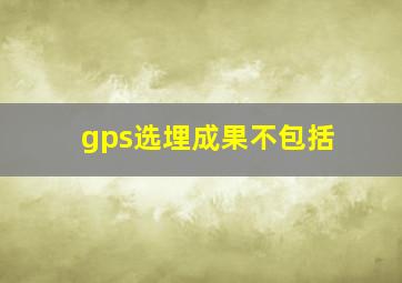 gps选埋成果不包括