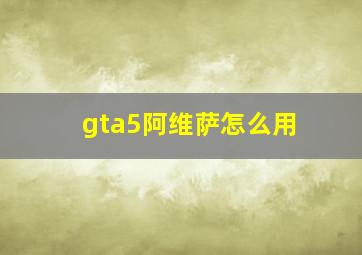 gta5阿维萨怎么用