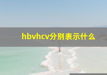 hbvhcv分别表示什么