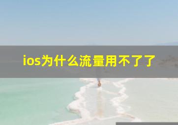 ios为什么流量用不了了