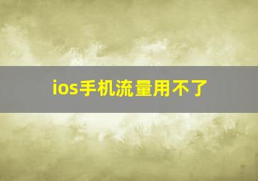 ios手机流量用不了