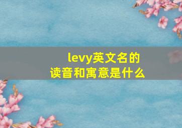 levy英文名的读音和寓意是什么