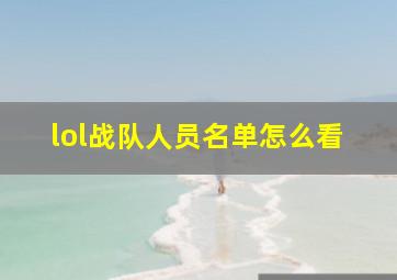 lol战队人员名单怎么看