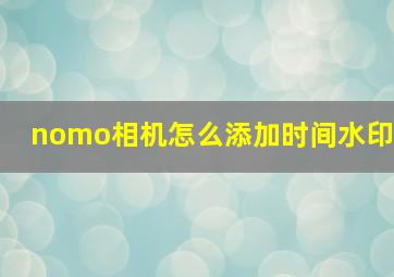 nomo相机怎么添加时间水印