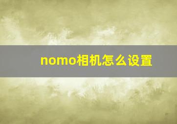 nomo相机怎么设置