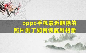 oppo手机最近删除的照片删了如何恢复到相册