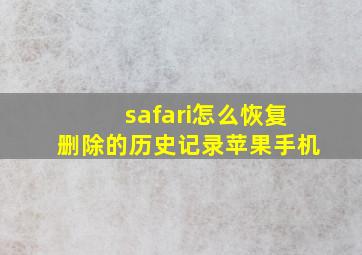 safari怎么恢复删除的历史记录苹果手机