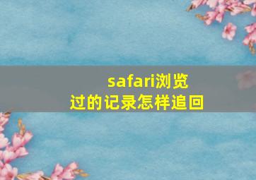 safari浏览过的记录怎样追回