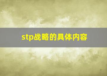 stp战略的具体内容