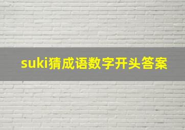 suki猜成语数字开头答案