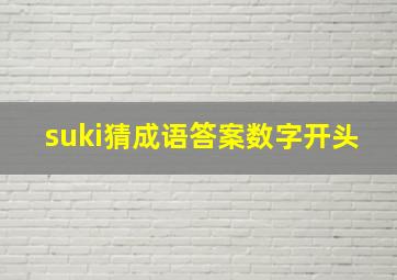 suki猜成语答案数字开头