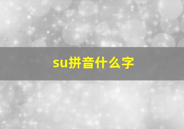 su拼音什么字