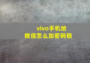 vivo手机给微信怎么加密码锁