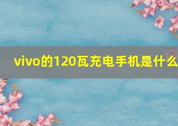 vivo的120瓦充电手机是什么