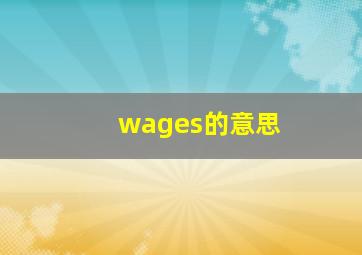 wages的意思