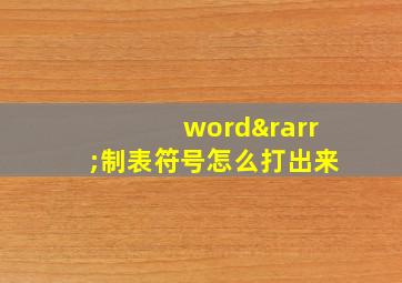 word→制表符号怎么打出来