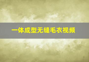 一体成型无缝毛衣视频