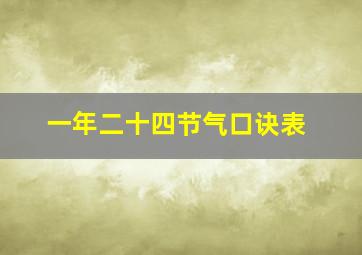 一年二十四节气口诀表