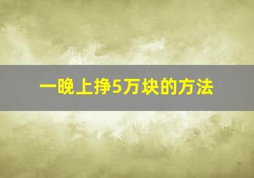 一晚上挣5万块的方法