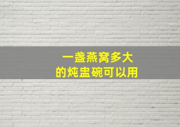 一盏燕窝多大的炖盅碗可以用