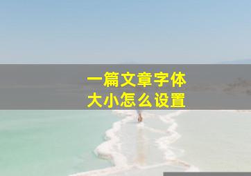 一篇文章字体大小怎么设置