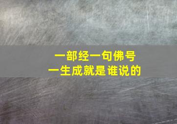 一部经一句佛号一生成就是谁说的