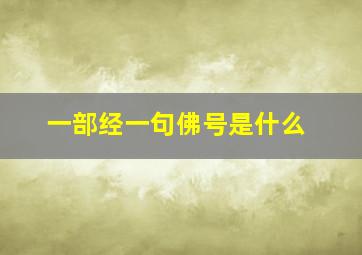 一部经一句佛号是什么