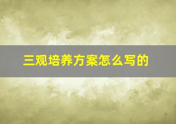 三观培养方案怎么写的