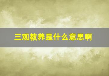 三观教养是什么意思啊