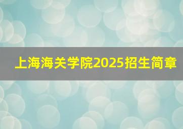 上海海关学院2025招生简章