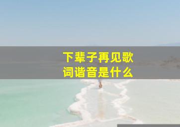 下辈子再见歌词谐音是什么