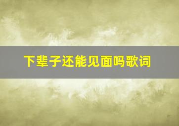 下辈子还能见面吗歌词