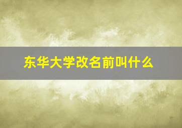 东华大学改名前叫什么