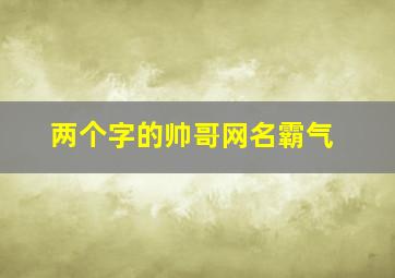 两个字的帅哥网名霸气